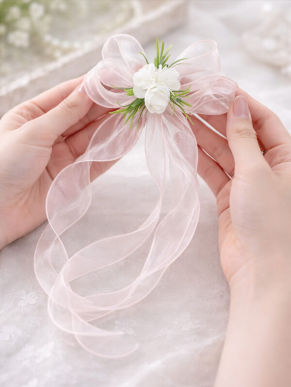 Petal Pink Garden Ribbon Hairpiece