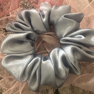Silver mist satin scrunchie