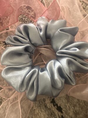 Silver mist satin scrunchie